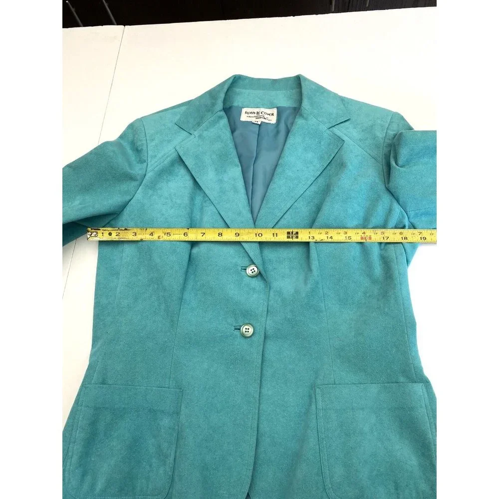 Vintage Roth-Le-Cover Ultra Suede Jacket Skirt 2pc Suit Green Women's size 14